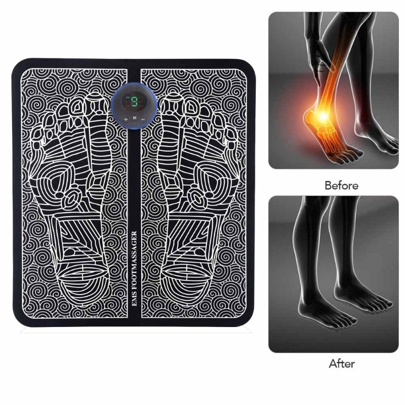 Tapete Massageador Elétrico para os pés - Tecnologia EMS - 9 Níveis Intensidade