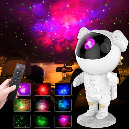 Projetor Astronauta das Galáxias para Quarto Infantil - Céu Estrelado LED com controle remoto 360º